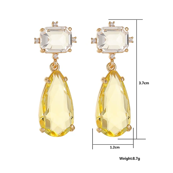 Premium Charms Womens Two‑Tier Rectangle & Pear Cut Cubic Zirconia Drop ...