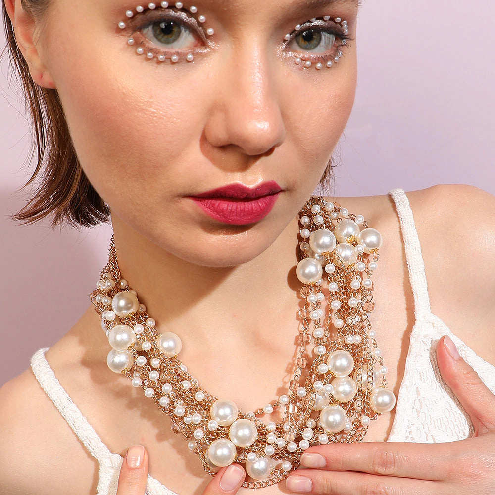 SOHI Women's Pellet-Cluster Statement Necklace