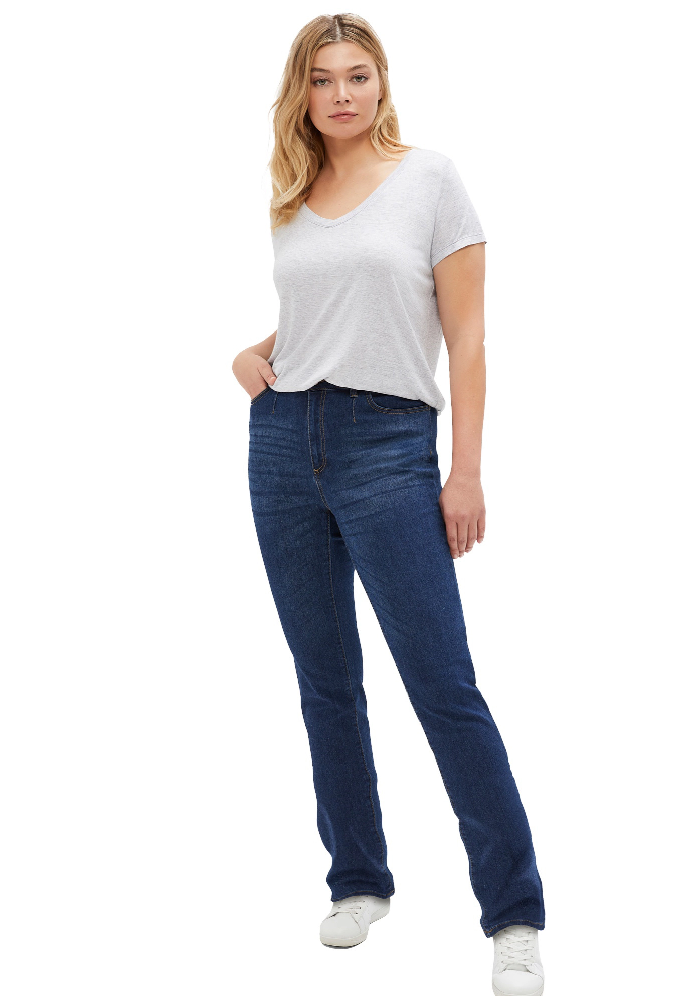 Ellos Plus Stretch Mid-rise Adjustable Waist Straight Jean