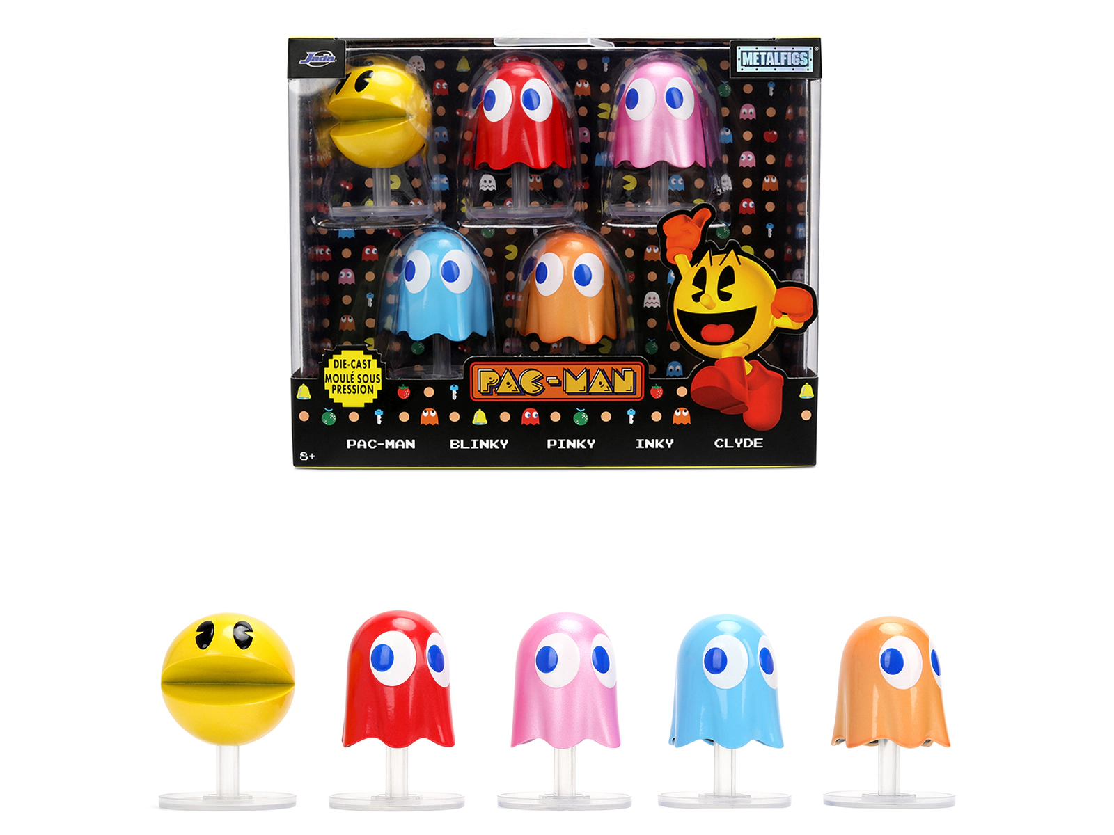 Jada Set of 5 Diecast Figures "Pac-Man" (1980) Video Game "Metalfigs" Series Diecast Models by Jada