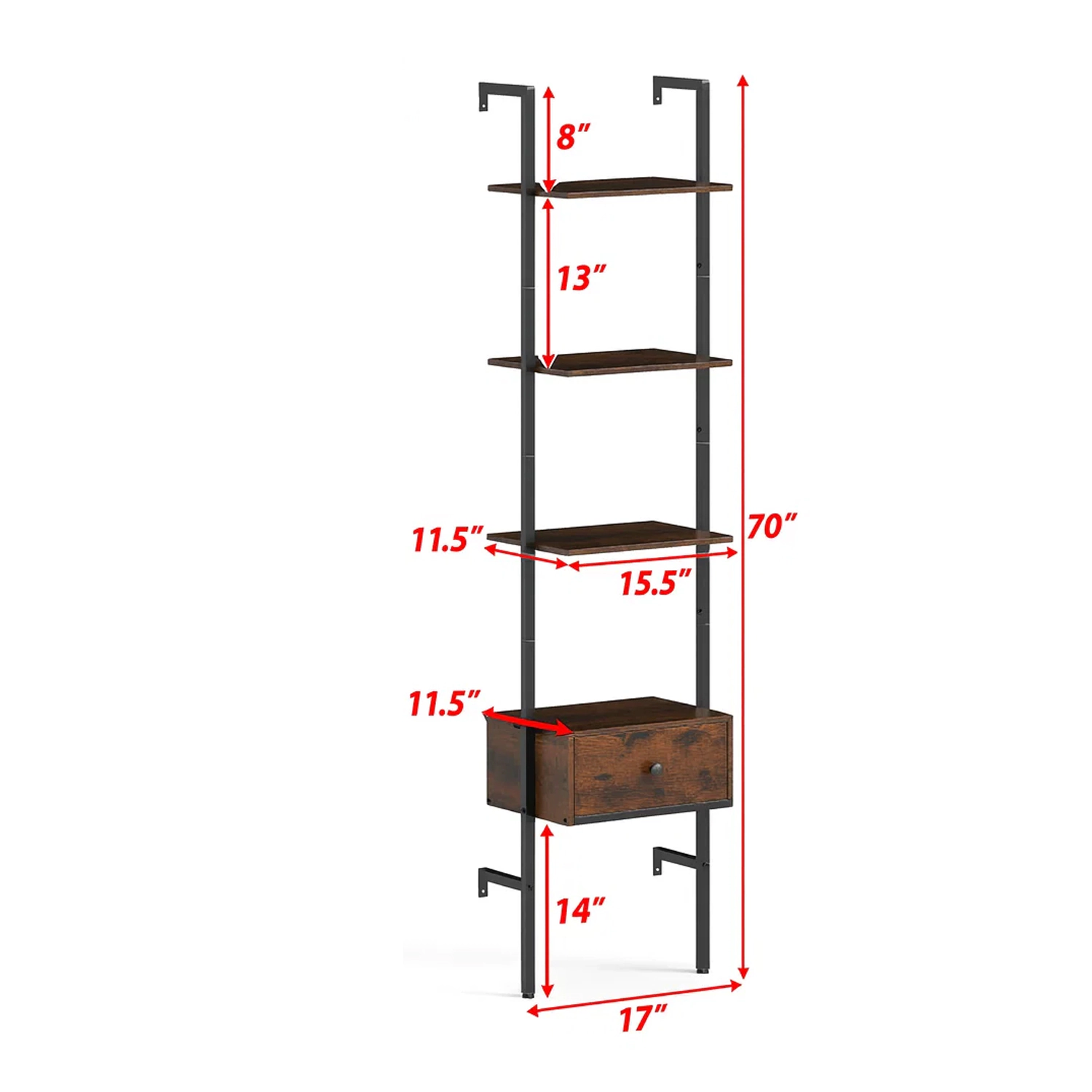 Hivvago Ladder Bookcase with Storage Drawer