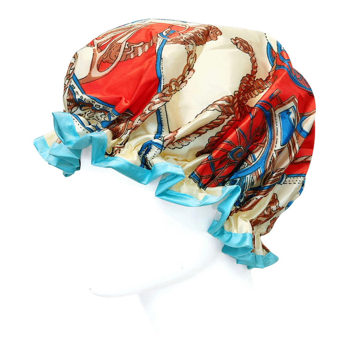 Wrapables Women's Stylish Double Layer Waterproof Shower Caps (Set of 4), Retro Floral