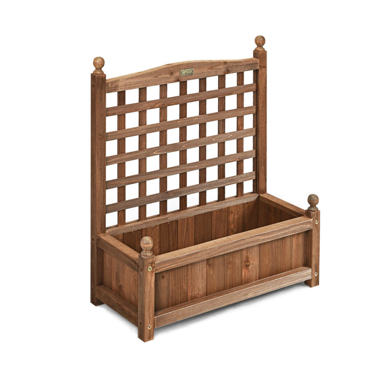 Hivvago Solid Wood Planter Box with Trellis Weather-resistant Outdoor