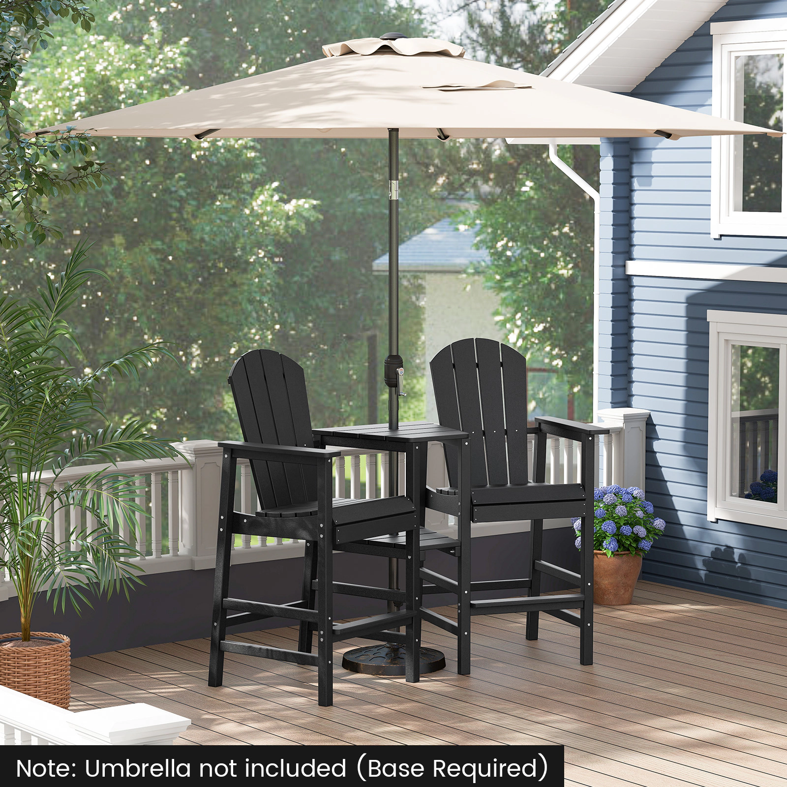 LJG 2-Seat Adirondack Chair All-Weather with Double Connecting Tray
