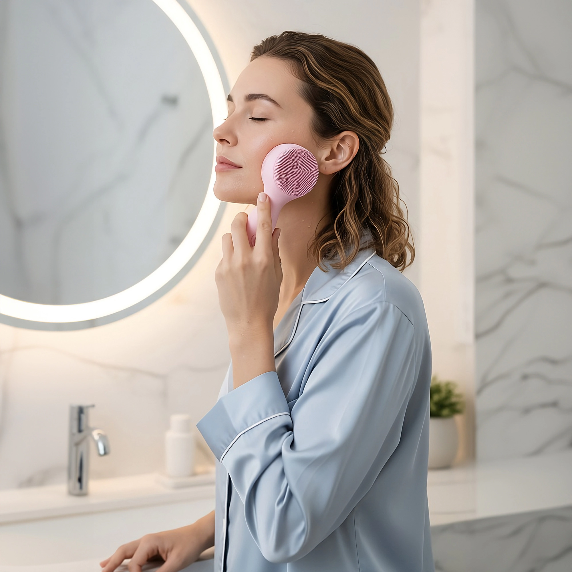 Pursonic Women’s 3-in-1 Sonic Facial Cleanser with Heated Jade & 7-Color LED Light Therapy Radiance Device