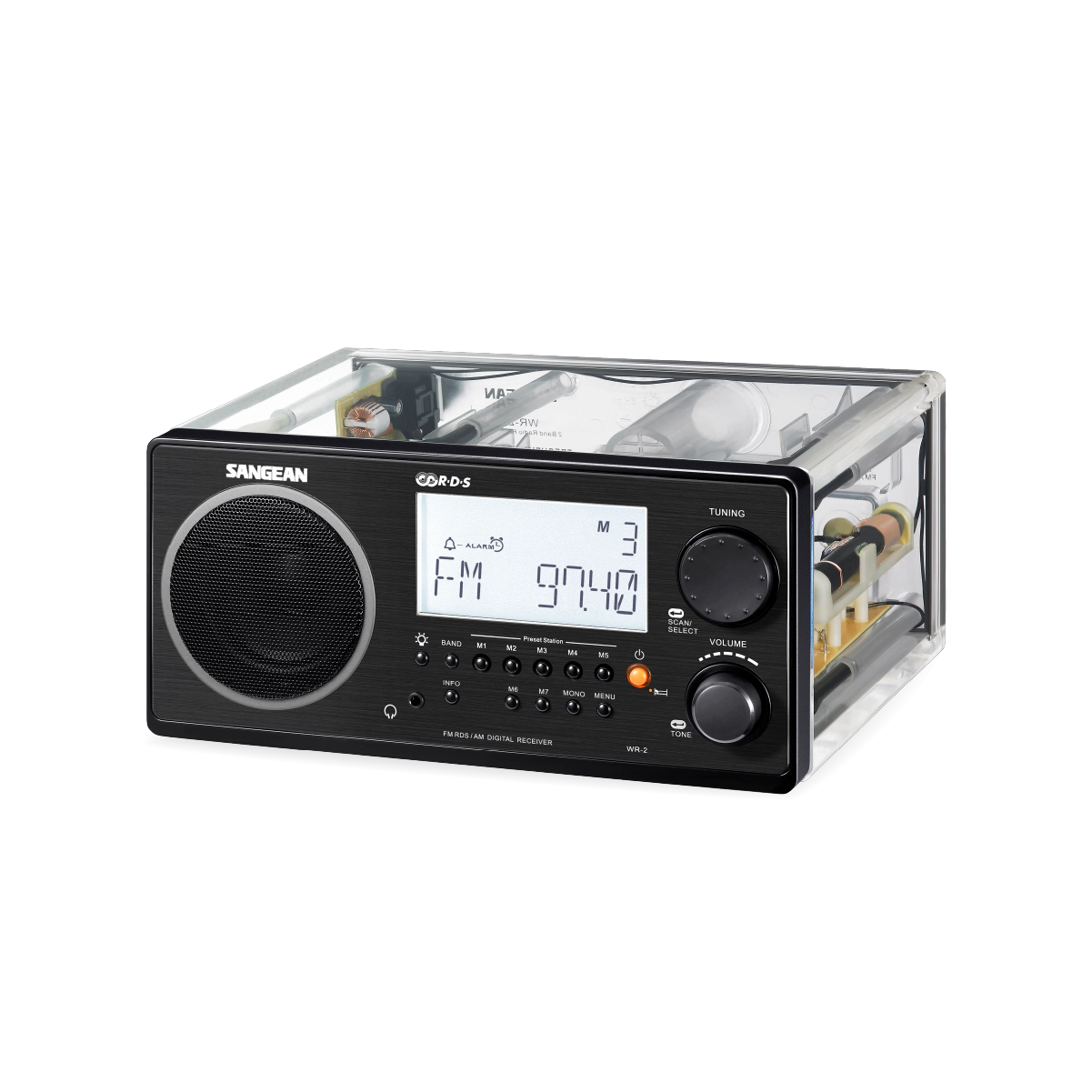 SANGEAN WR-2 Walnut Wooden Cabinet AM/FM-RBDS Radio with Bluetooth and USB