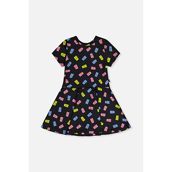 Deux par Deux Girls Gummy Bear Print Short Sleeve Drop-Waist Dress