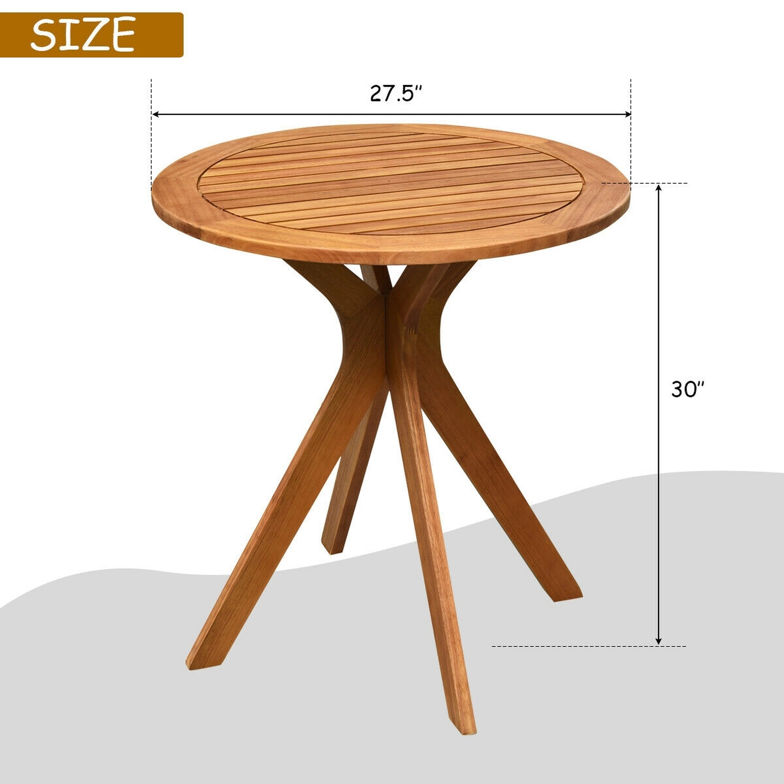 SUGIFT 27.5-in Eucalyptus Round Solid Wood Coffee Bistro Side Table 110-lb Capacity Outdoor Indoor Teak Finish 1-Piece