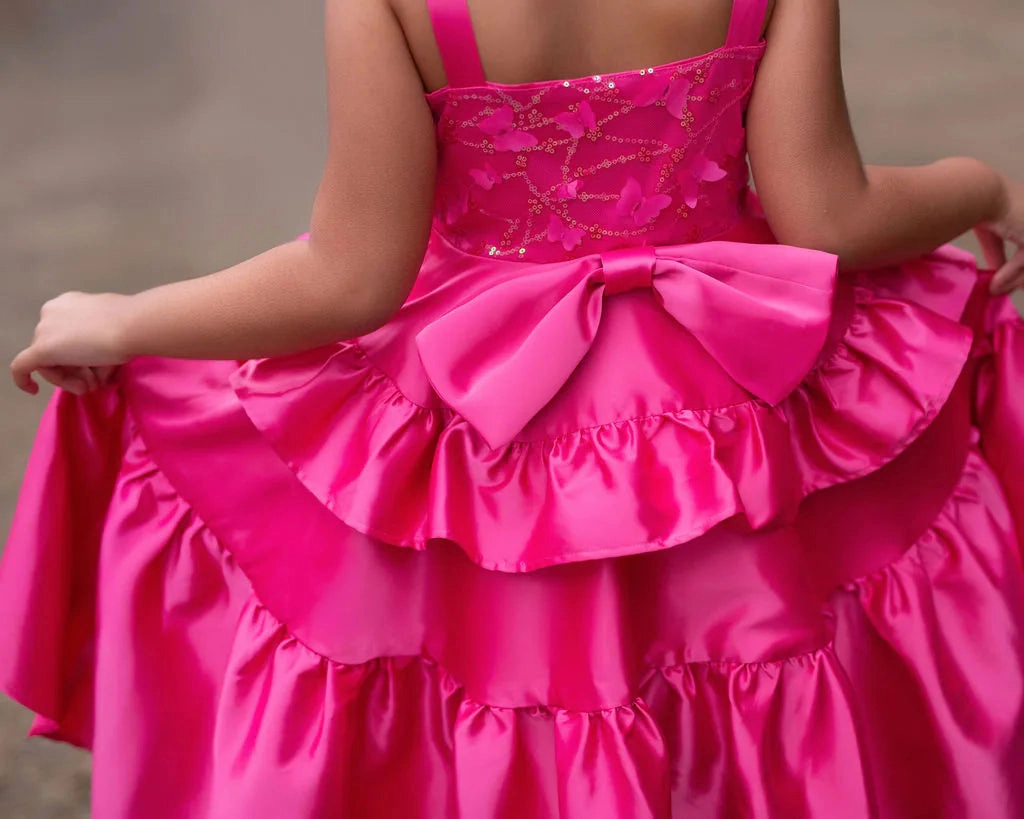 Faeella Girls Wildflower Cowgirl Hot Pink Ruffle Birthday Dress