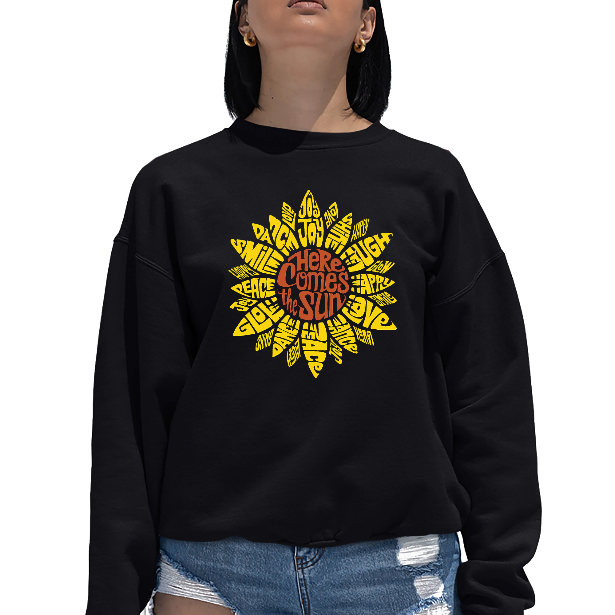 LA Pop Art Sunflower - Women's Word Crewneck Sweatshirt