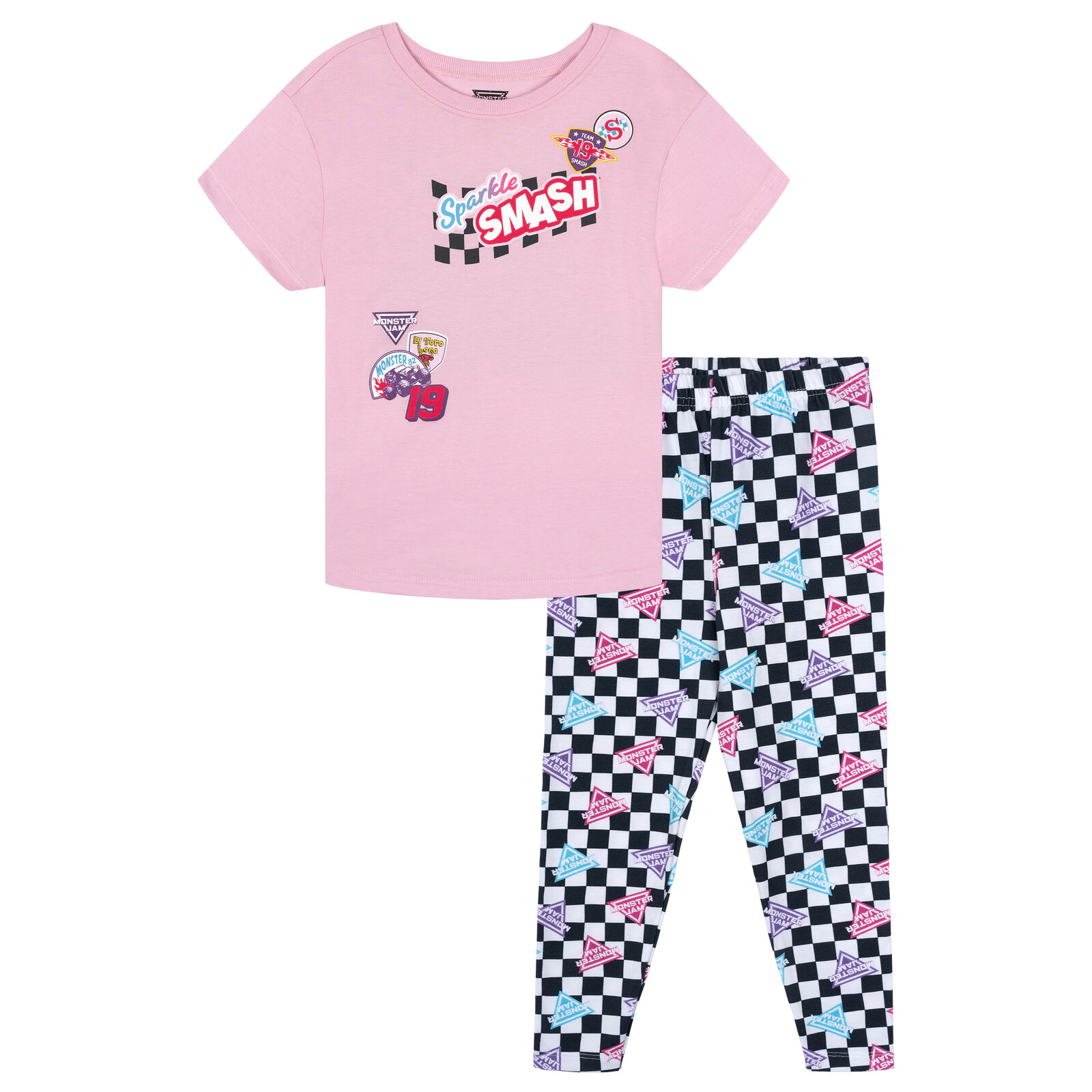 Monster Jam Sparkle Smash Girls' 2-Piece T-Shirt and Leggings Set