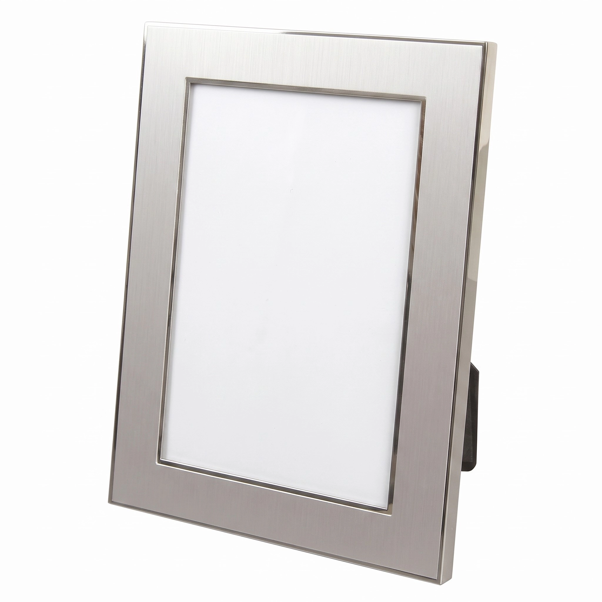 Jiallo Modern Brushed Nickel-Plated Metal Photo Frame, 5.25x7.25 in