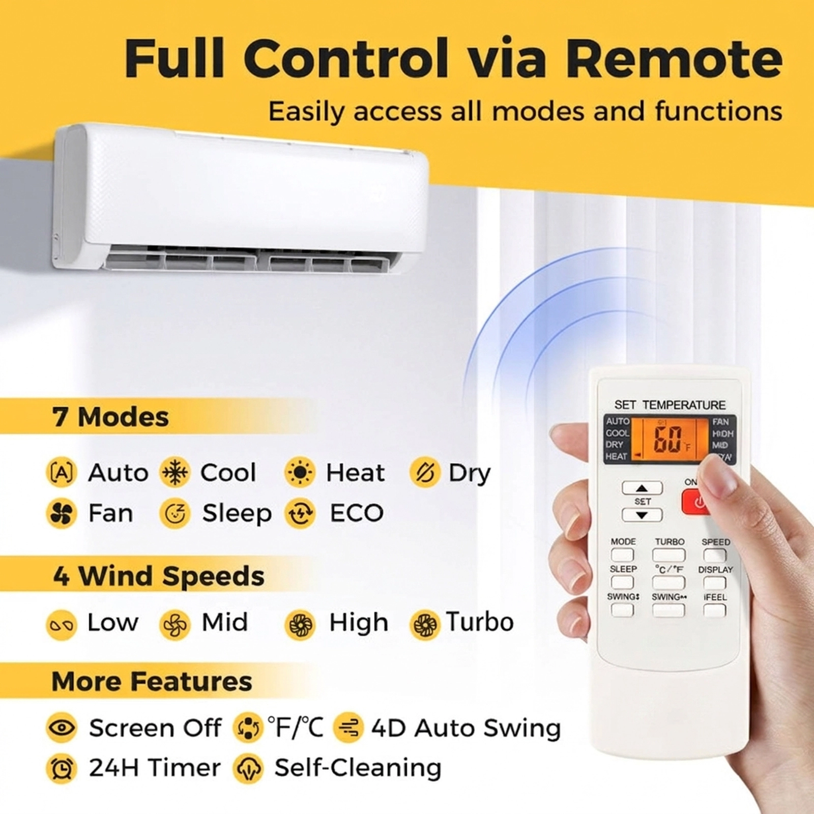 SUGIFT 12000-BTU 21-SEER2 208-230V 750-sq ft Ductless Mini Split Air Conditioner with Heat Pump and Inverter