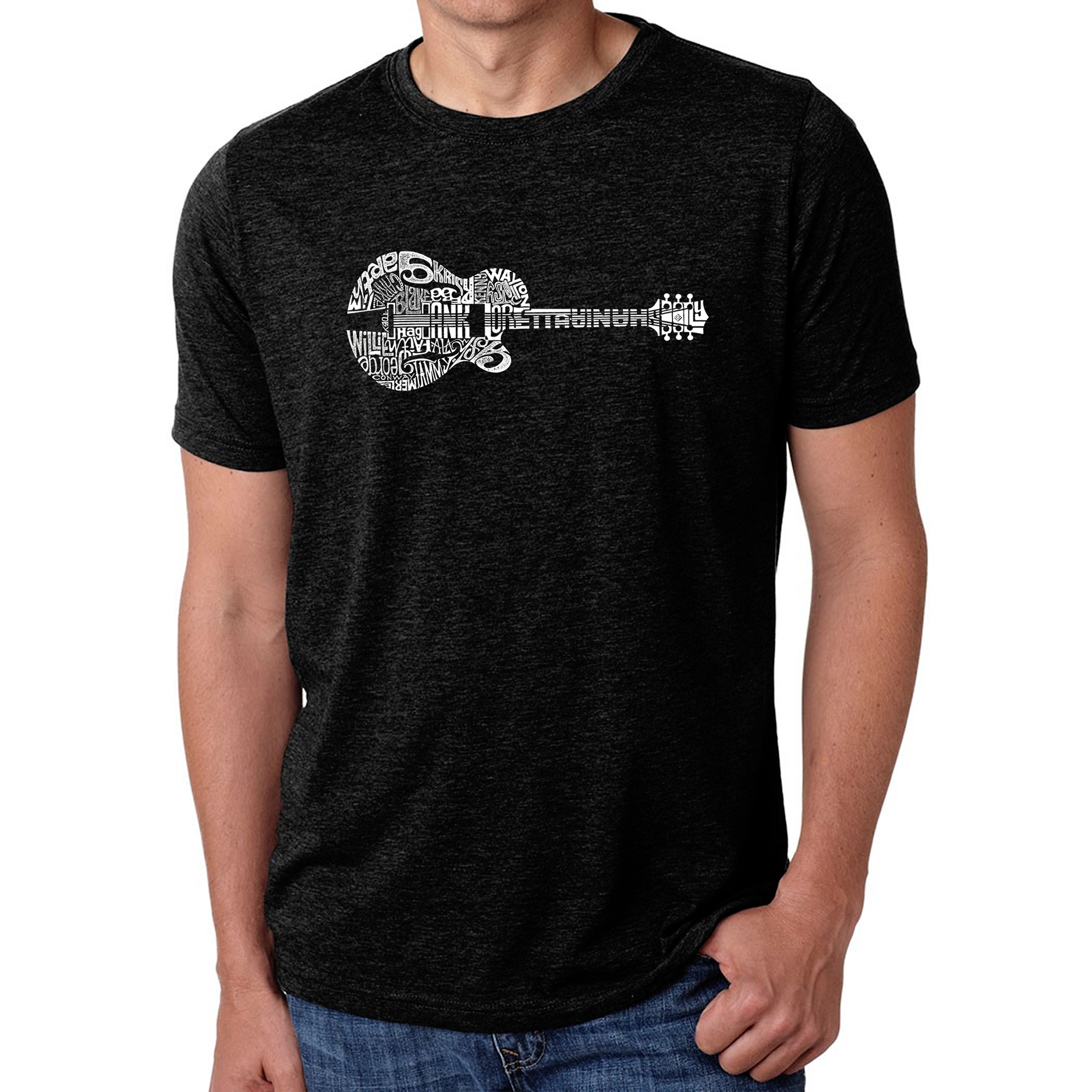 LA Pop Art Men's Cotton/Poly Word T-Shirt - Country Guitar