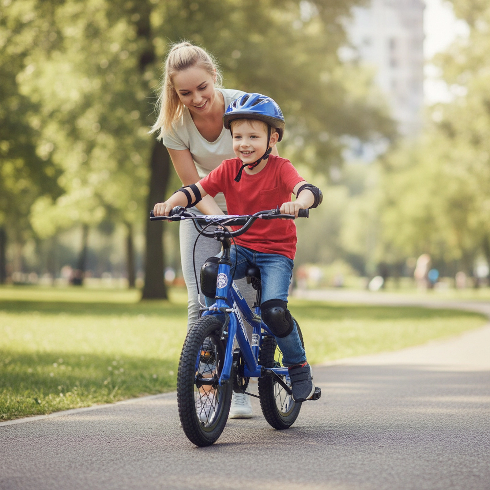 14-in Kids Bike Removable Training Wheels Short-Reach Handbrake Rear Coaster Brake Chain Guard and Bell Ages 3-5 Navy