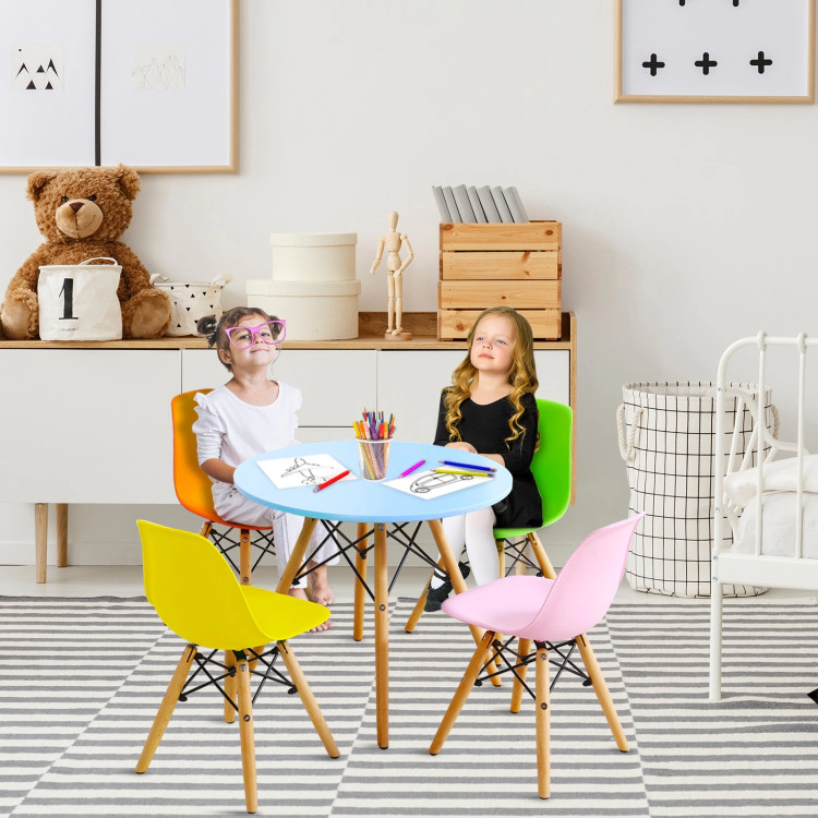 Hivvago 5 Pieces Kids Mid-Century Modern Table Chairs Set