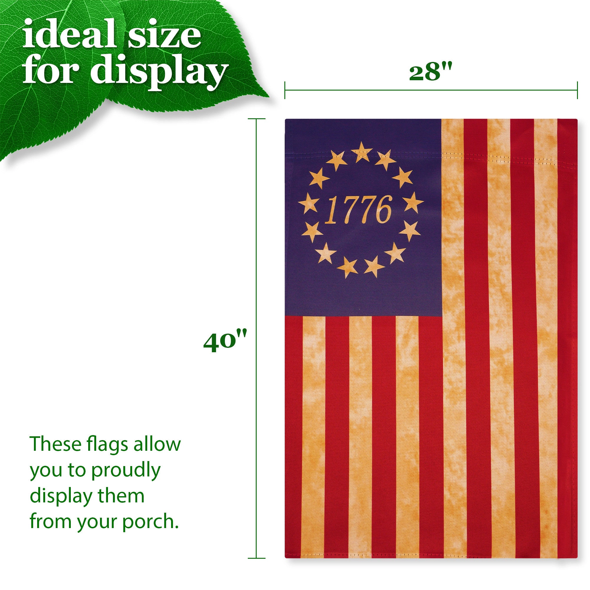 G128 Betsy Ross 1776 Tea-Stained House Flag 28x40in Double-Sided Blockout Polyester
