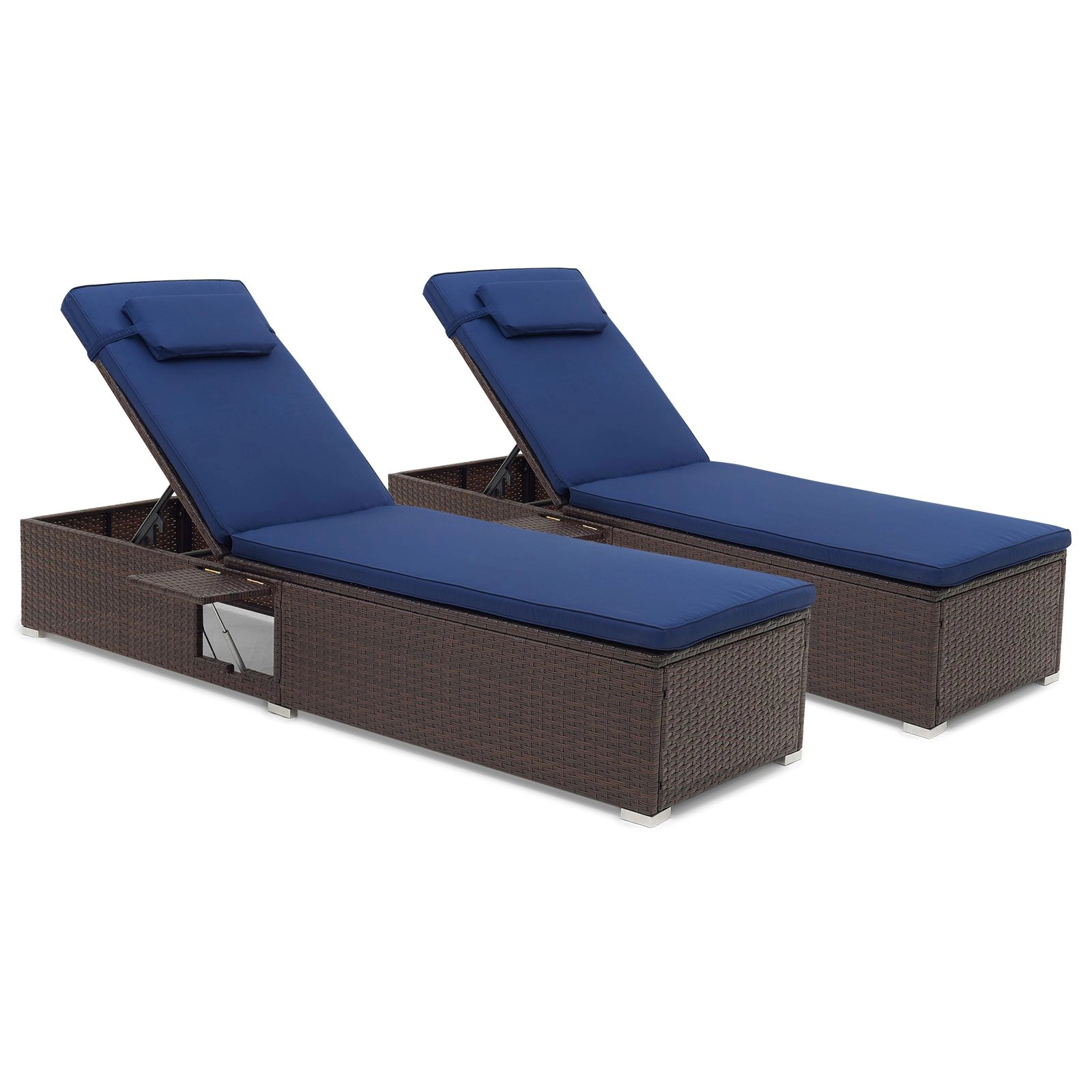 SlickBlue Adjustable Outdoor Chaise Lounge with Cushion and Headrest