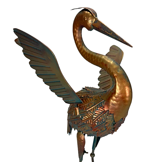 Things2Die4 Metal Heron Garden Statue Copper Finish Outdoor Bird ...