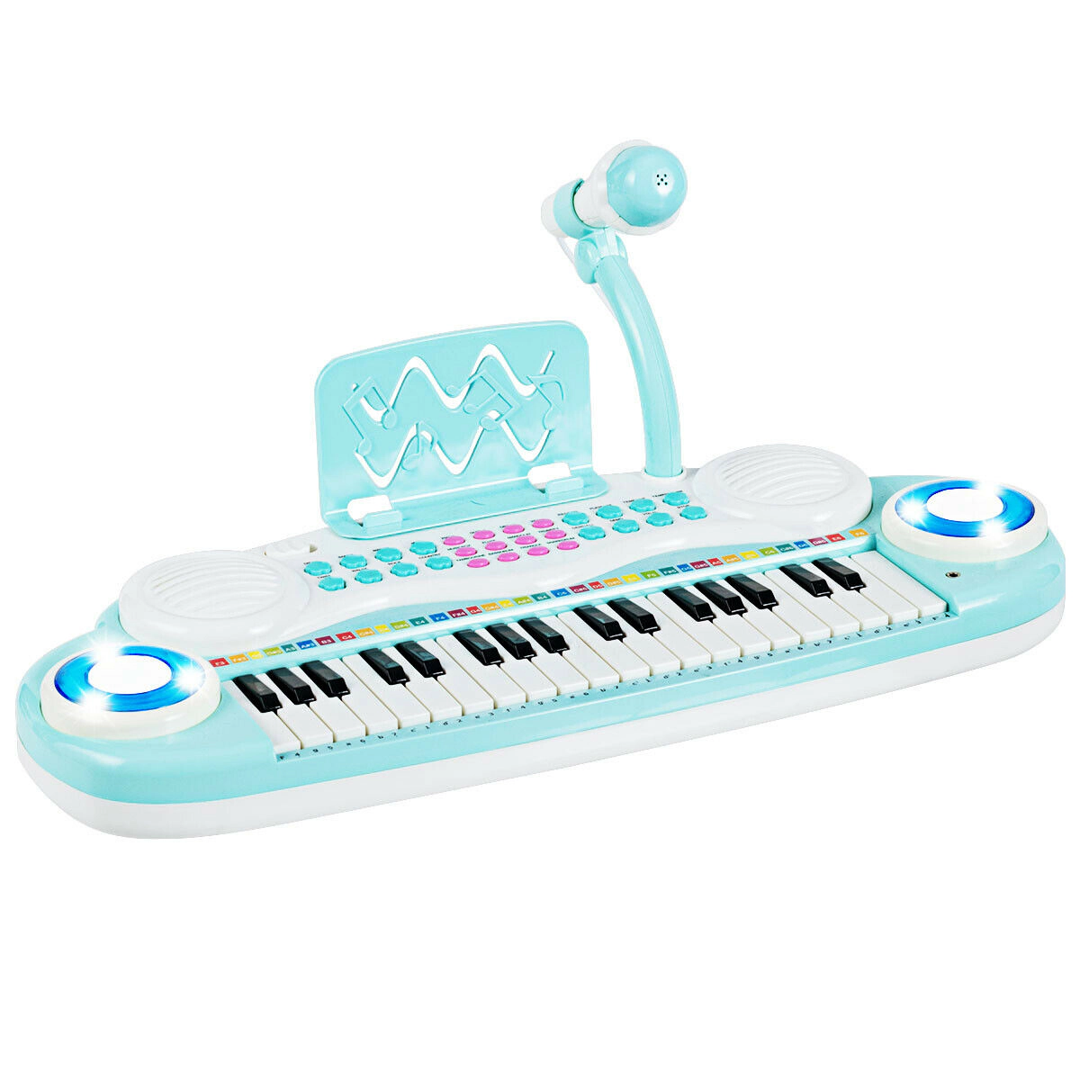 SUGIFT 37-Key Electric Keyboard Piano with Recording and Playback Ages Over 18 Months with Microphone Blue