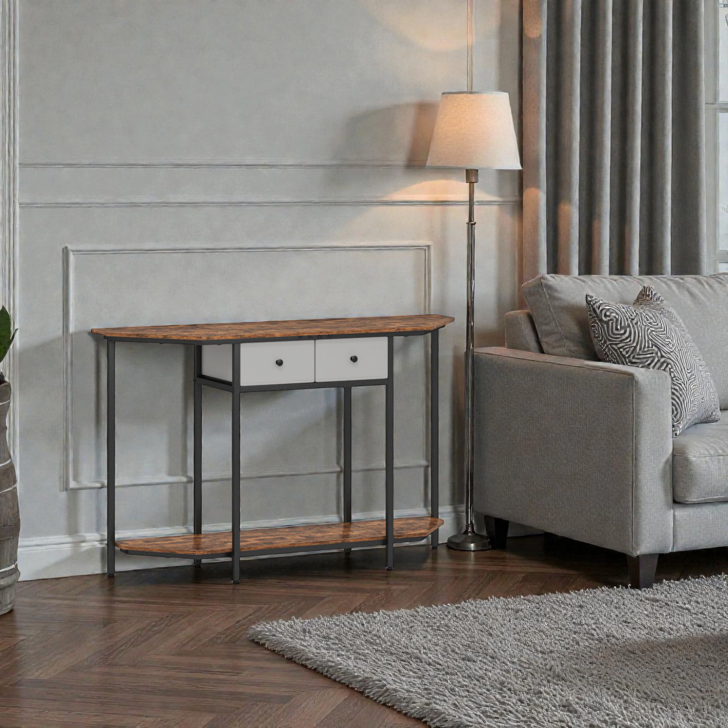 Hivvago Functional Living Room Table Featuring Two Drawers and Open Shelf