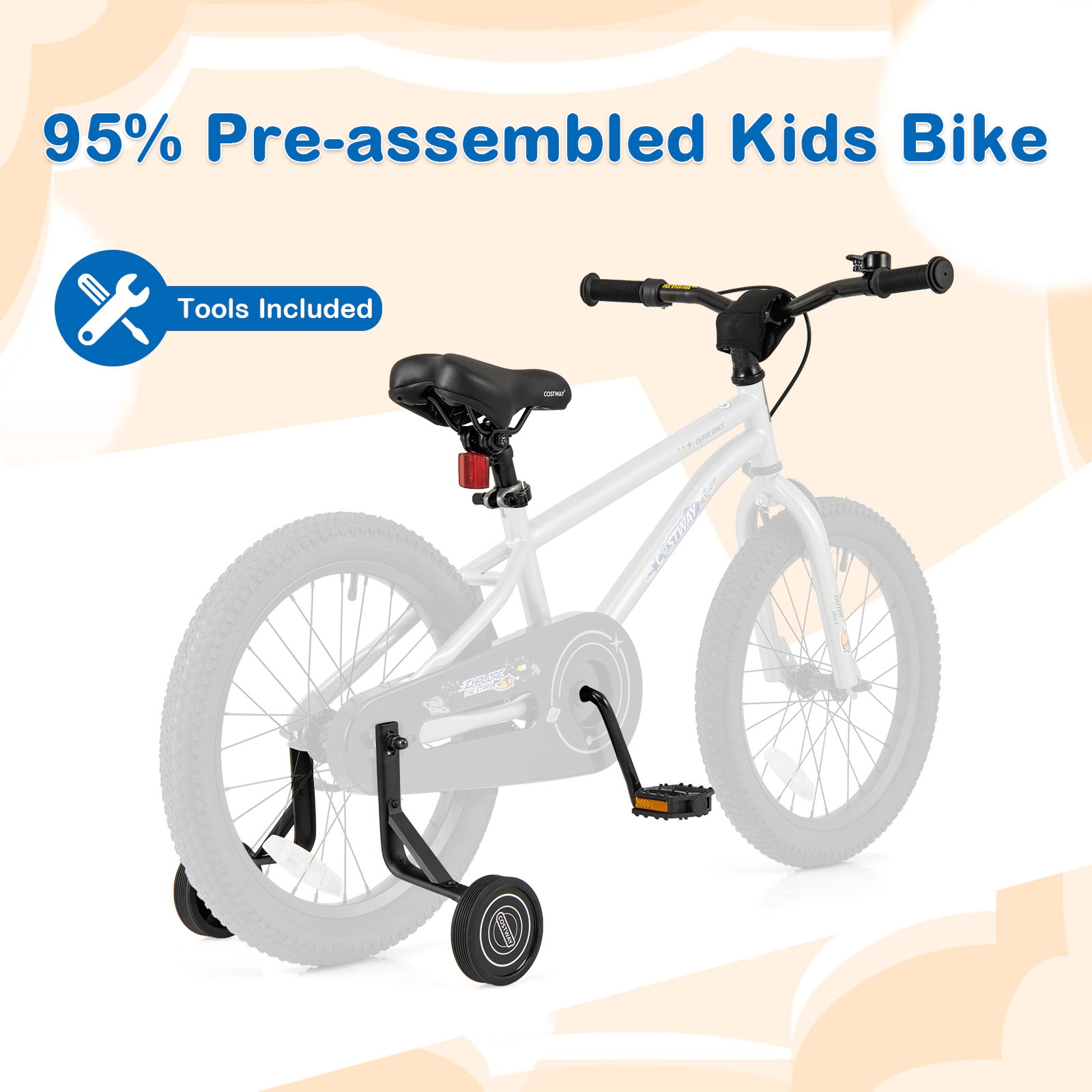 LJG Kids Bike Bicycle for Boys Girls 3-5 with High Carbon Steel Frame