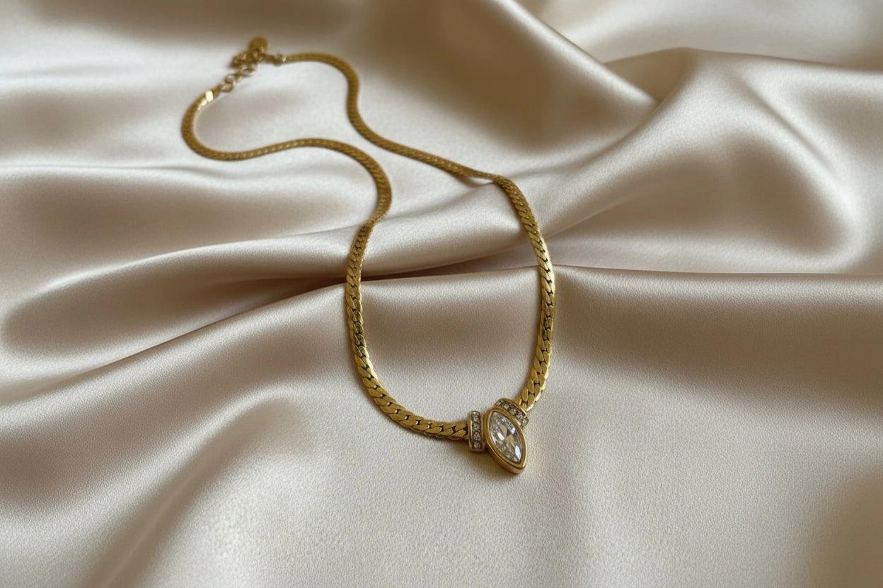 DressAtR Women's 18K Gold Plated Cuban Chain Necklace
