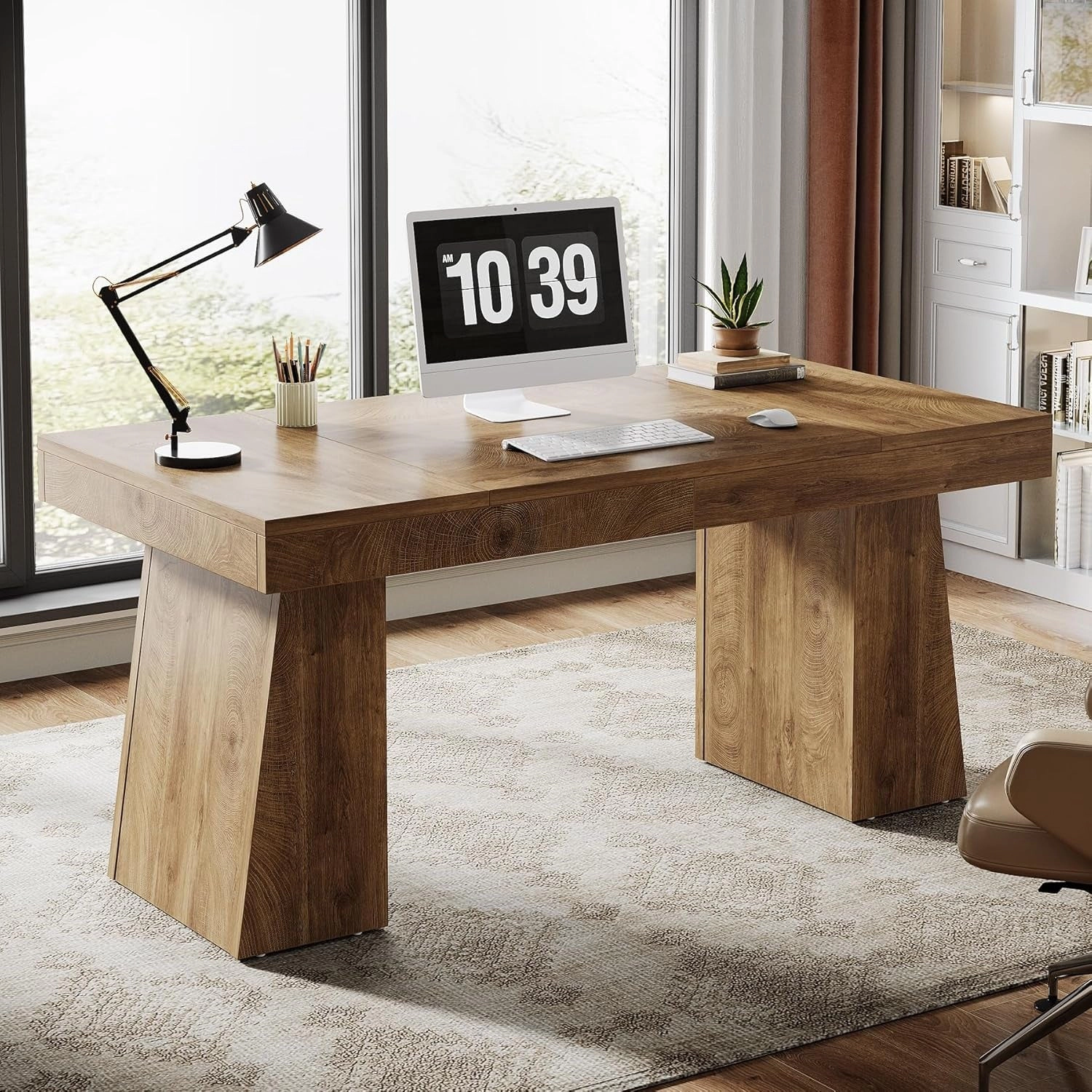 Tribesigns 55" Executive Desk, Modern Wood Computer Desk Workstation Desk