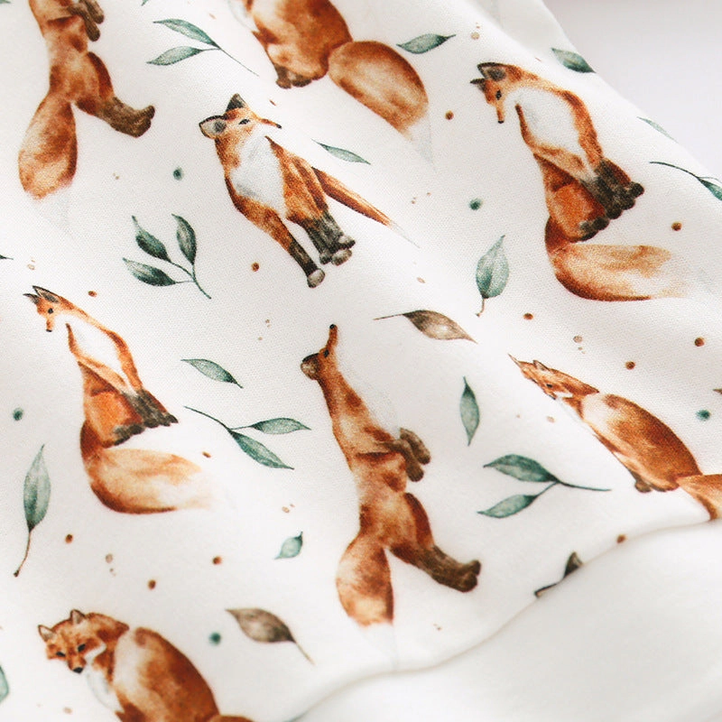 MyKids-USA Baby 1pc Organic Cotton Allover Fox Graphic Longsleeve Hoodie
