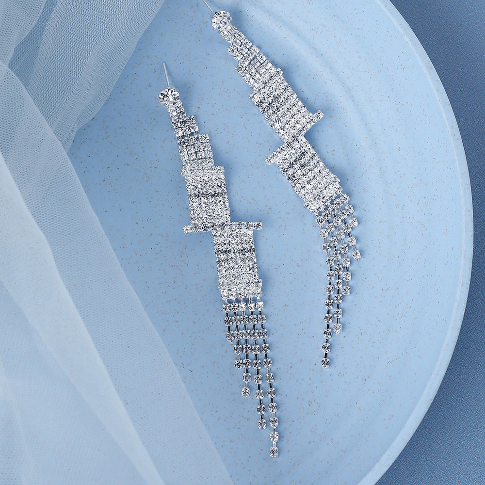 SOHI Women's Silver Bling Drop Earrings