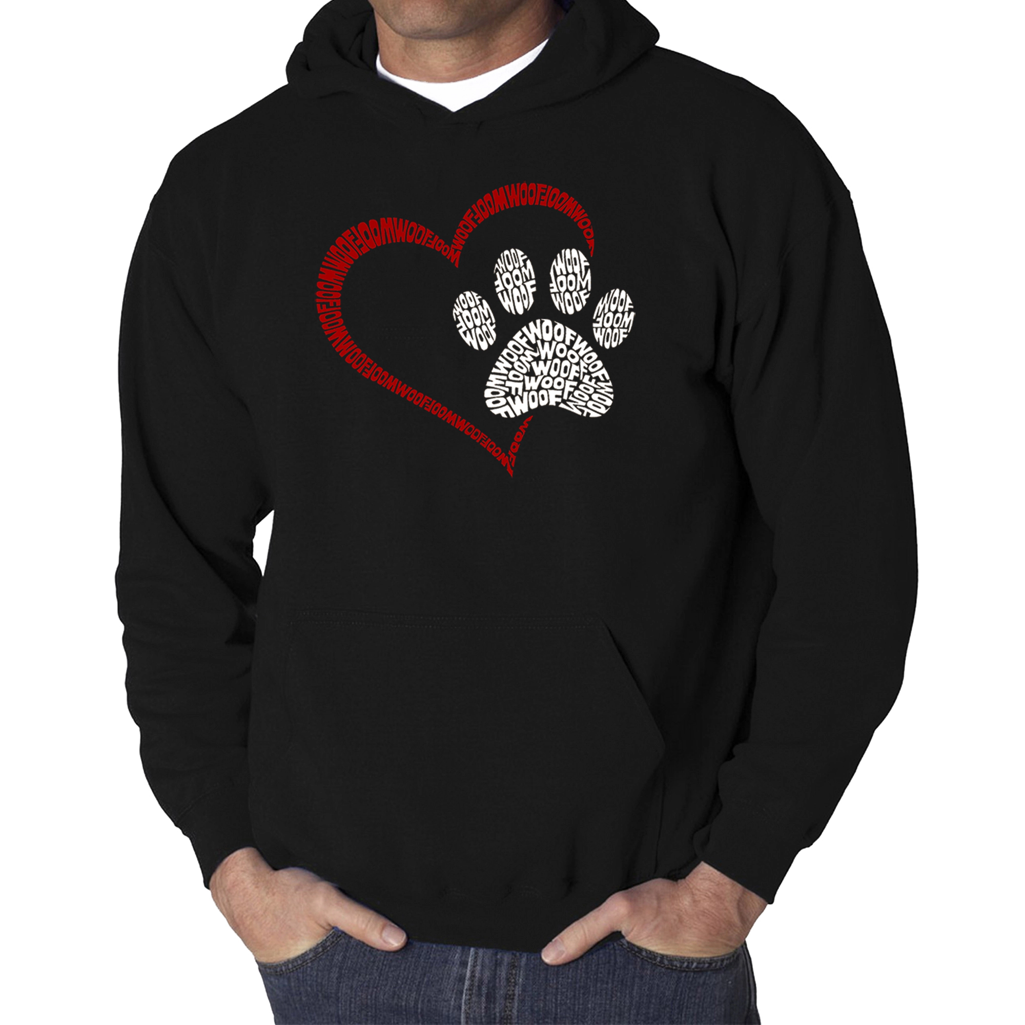LA Pop Art Paw Heart - Men's Word Hooded Sweatshirt