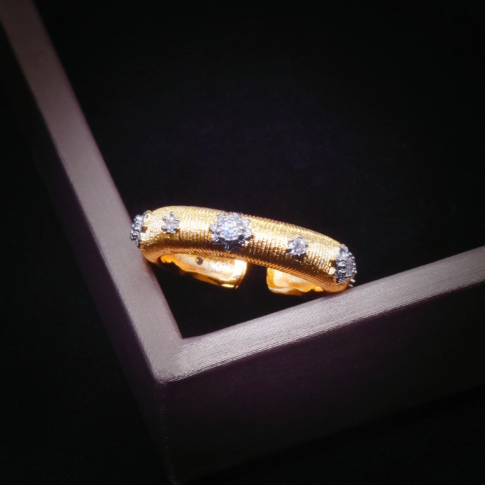 Women's Open Adjustable Ring with Cubic Zirconia Stones