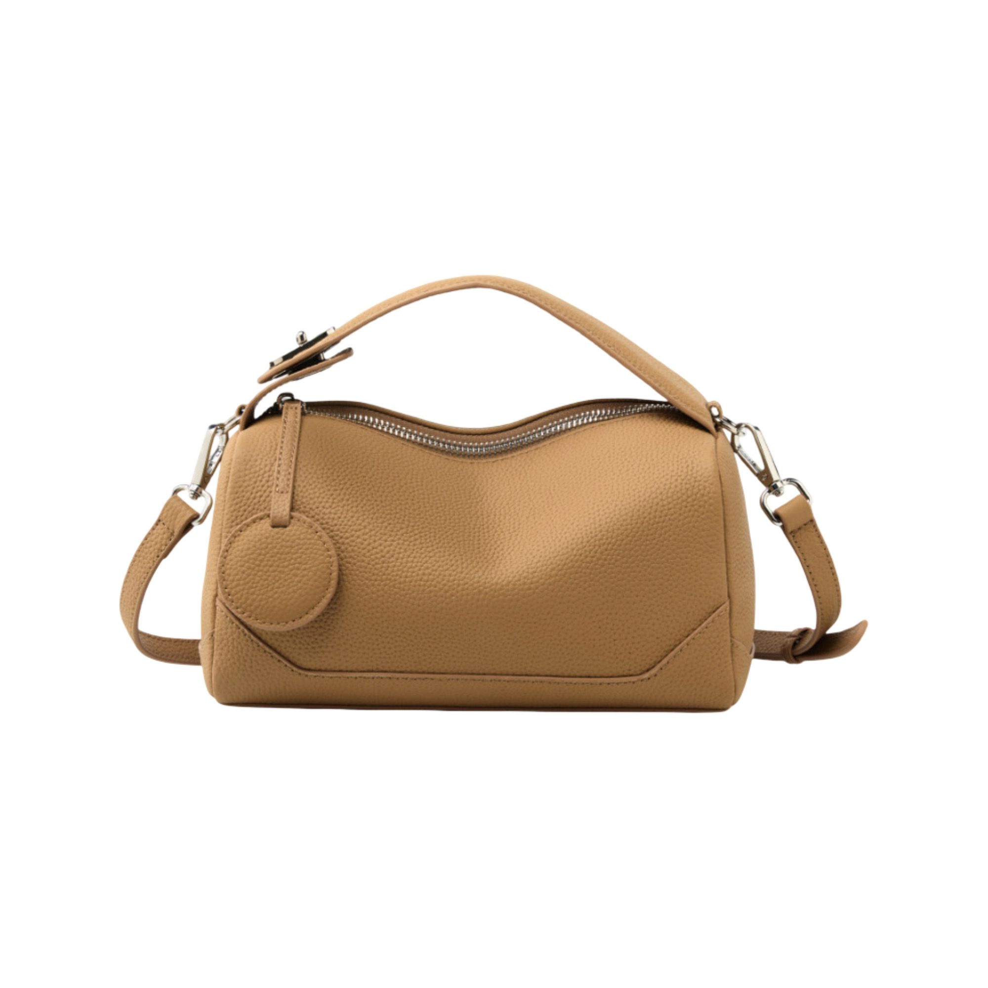 Alilang Women's Pebbled Leather Satchel Bag with Top Handle Adjustable Crossbody Strap and Zipper Closure