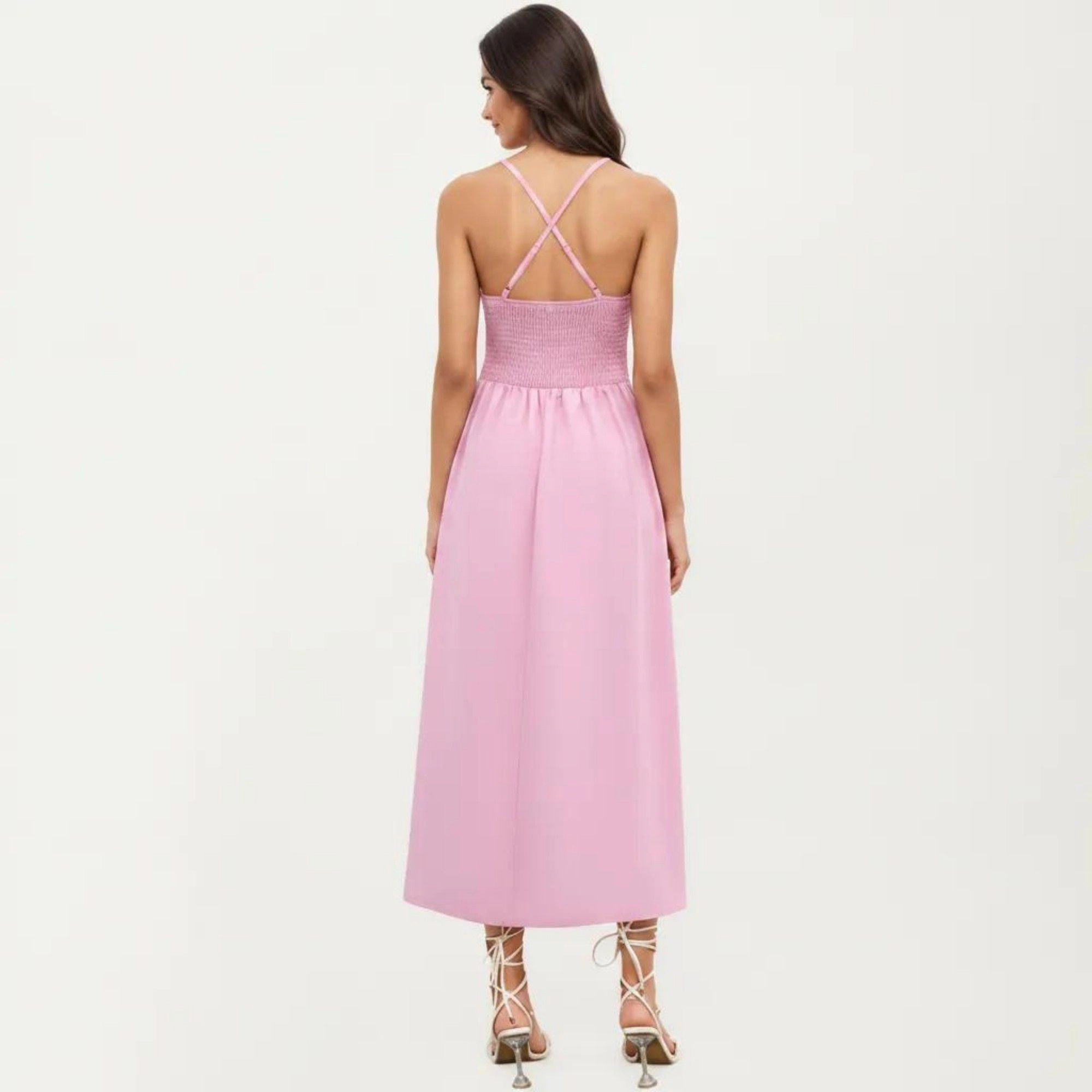 Anna-Kaci Women's Sleeveless Cutout Front Smocked Back Maxi Dress