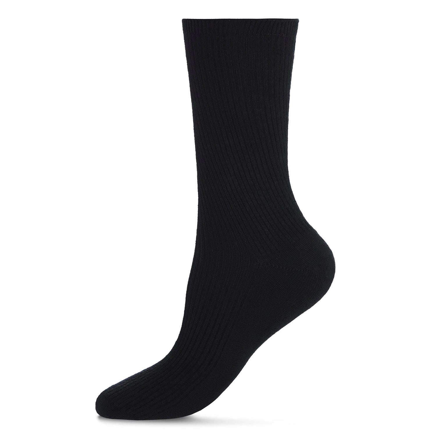 MeMoi Women's 2 Pair Pack Bamboo Blend Flat Ribbed Crew Socks