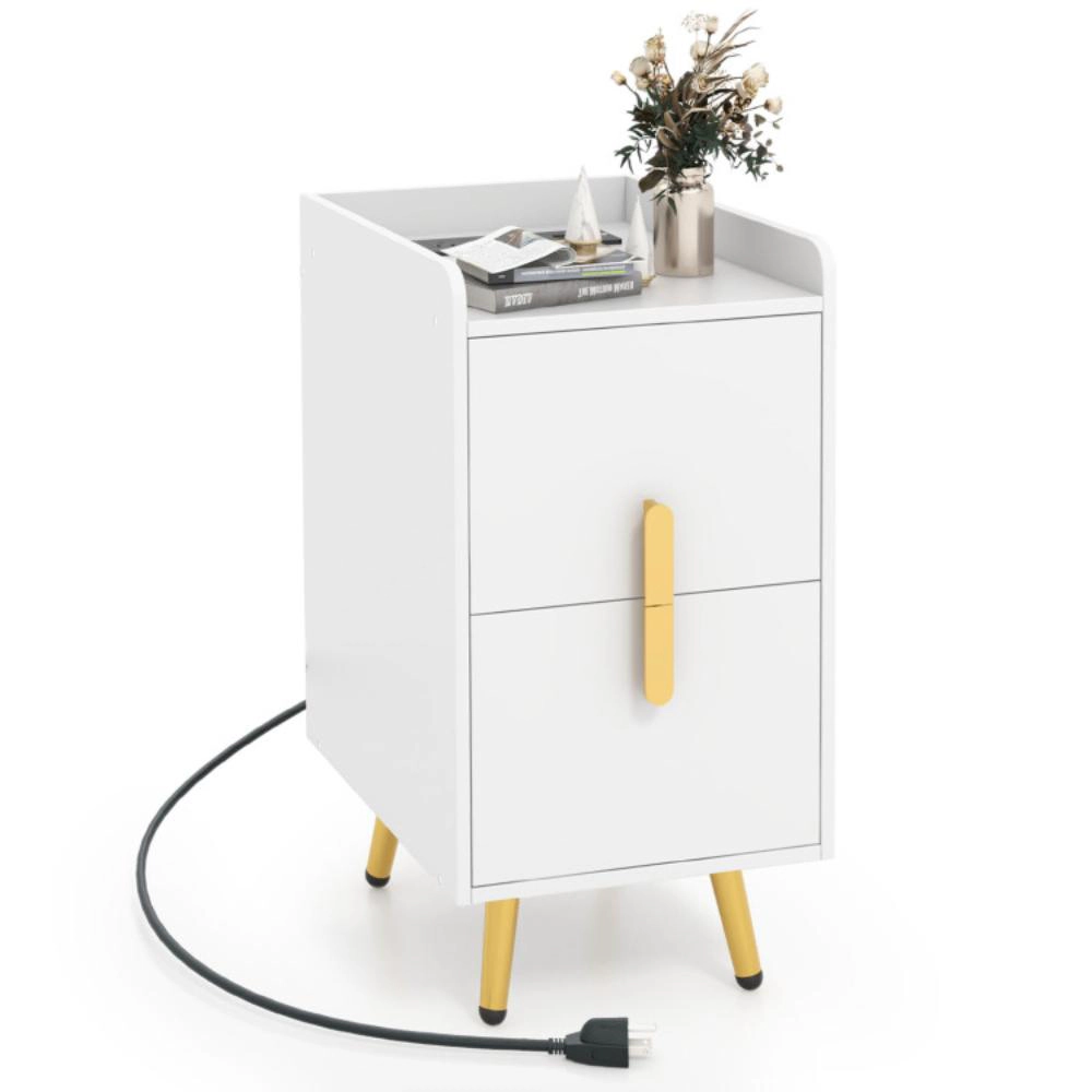 Hivvago Nightstand Side Tables with 2 Drawers and USB Ports
