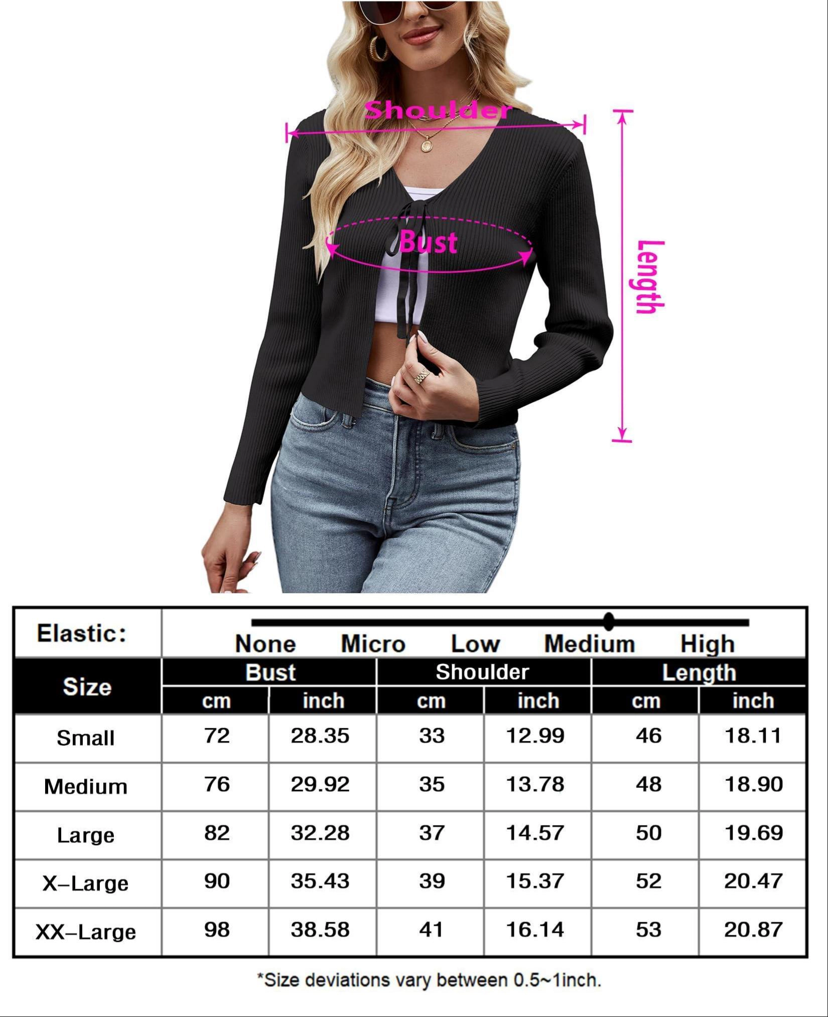KOJOOIN Women's Tie Front Cropped Cardigan Ribbed Knit Long Sleeve Short Lightweight Shrug