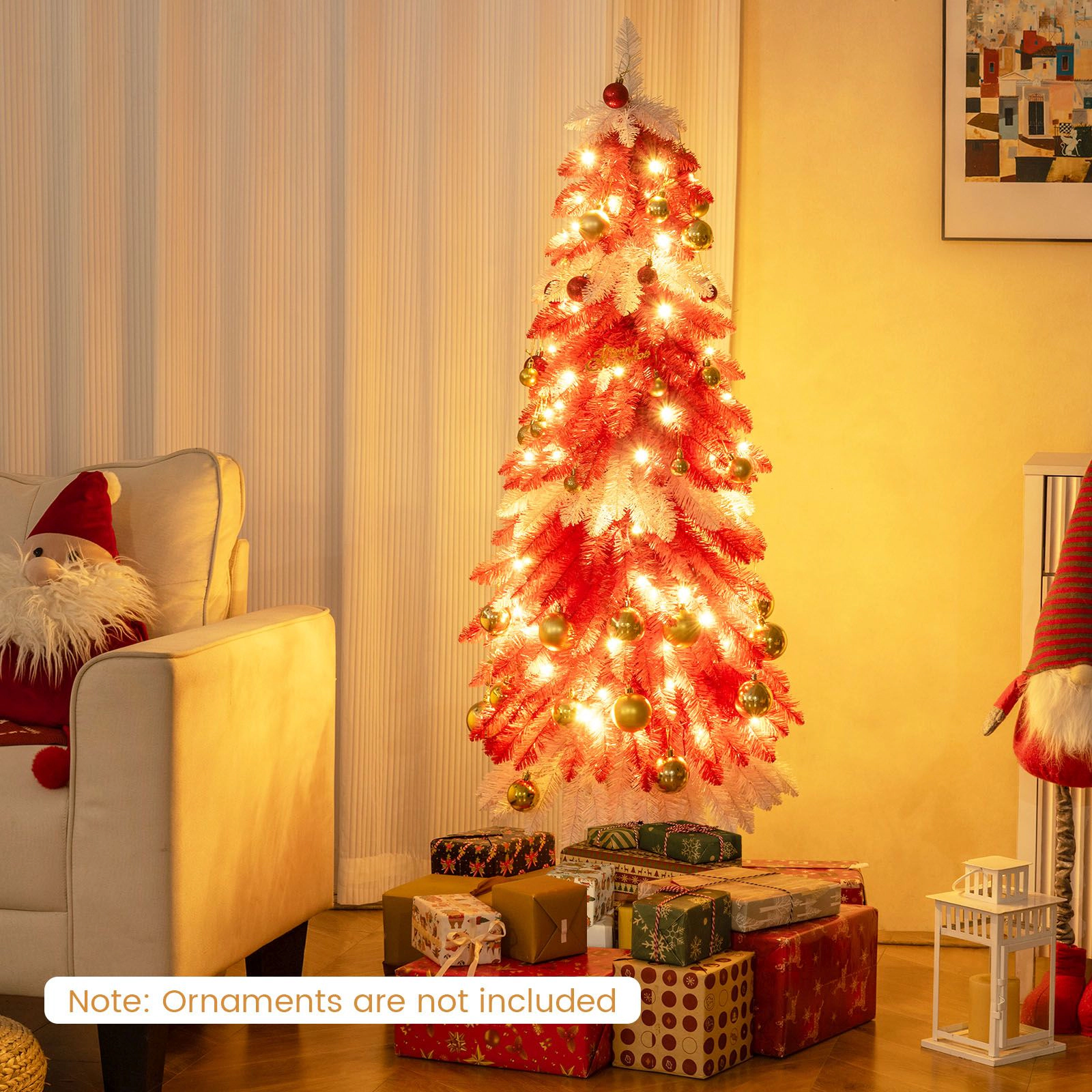 SlickBlue Red PVC Holiday Tree with Hinged 3-Section Design