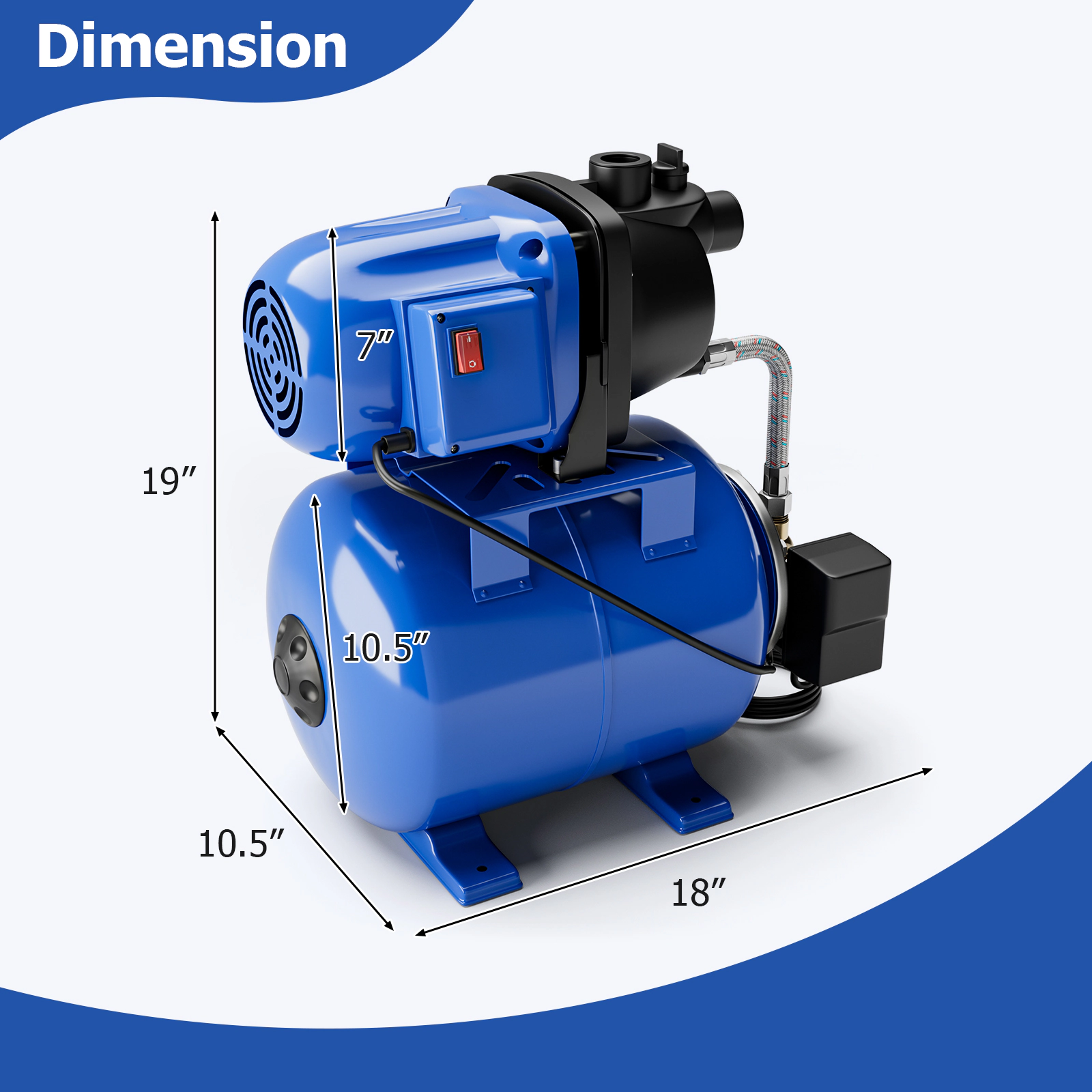 SUGIFT 1200 W Garden Water Pump Blue Shallow Well Pump with 5 Gallon Pressure Tank