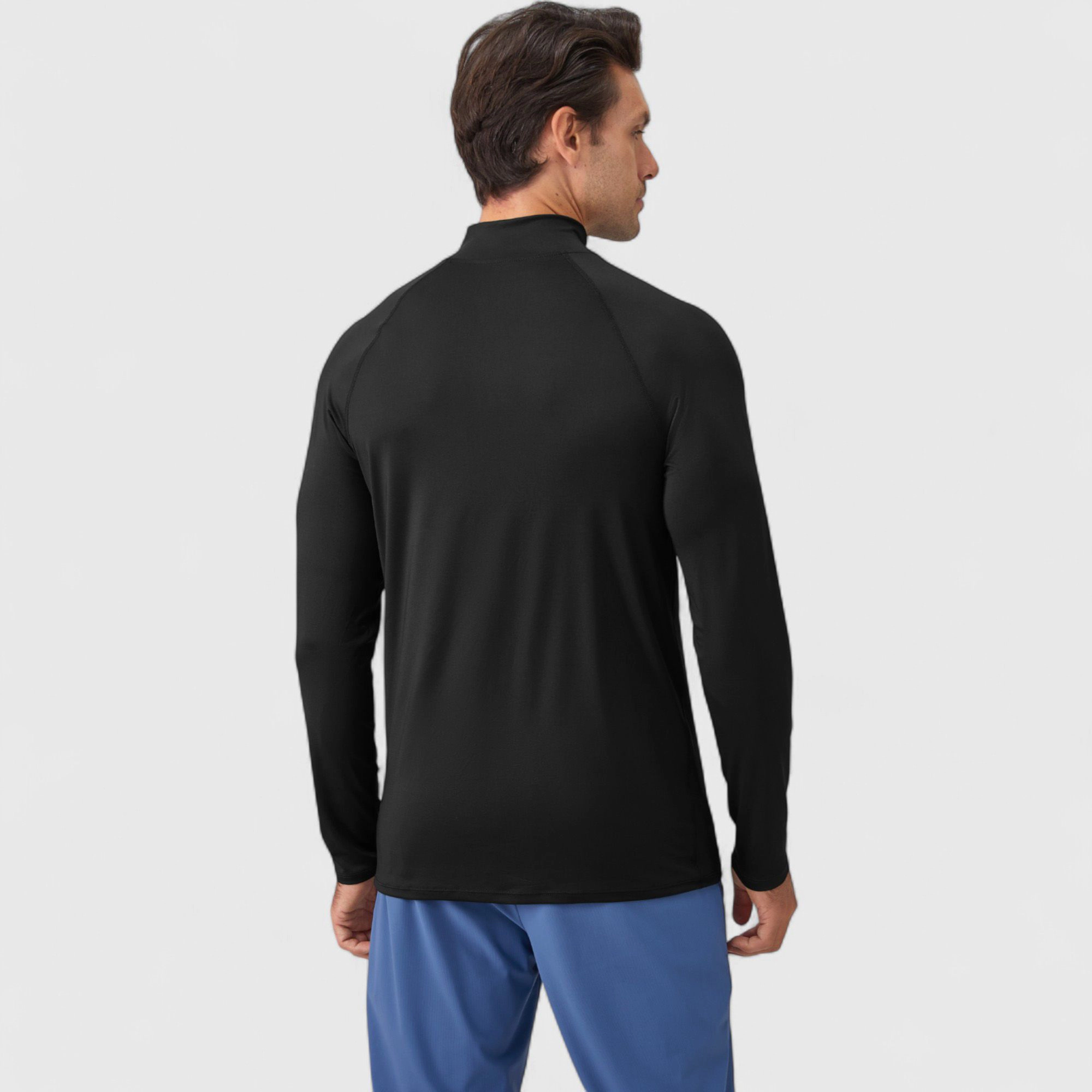 Anna-Kaci Men's Long Sleeve Quarter-Zip Pullover with Reflective Chest Detail and Slim Fit Design
