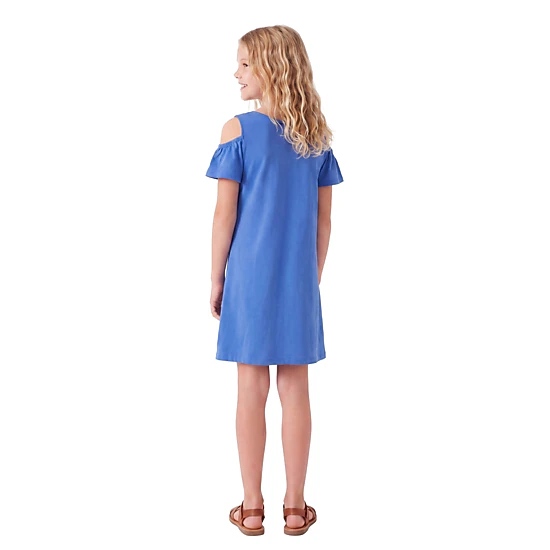 24sevenKid Essential Girls Pleated Cold Shoulder Girls Dress