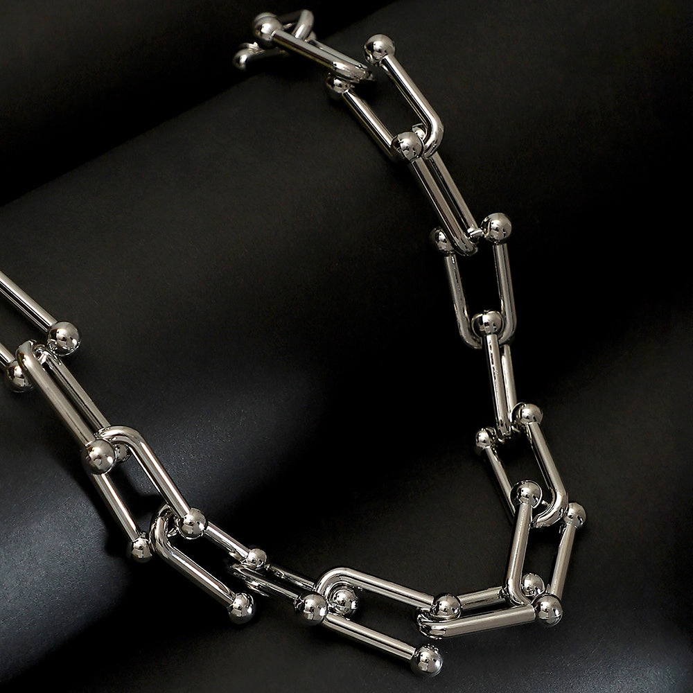 SOHI Women's The Chunky Clip-Link Chain Necklace - Chrome Silver