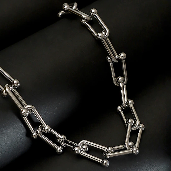 SOHI Women's The Chunky Clip-Link Chain Necklace - Chrome Silver
