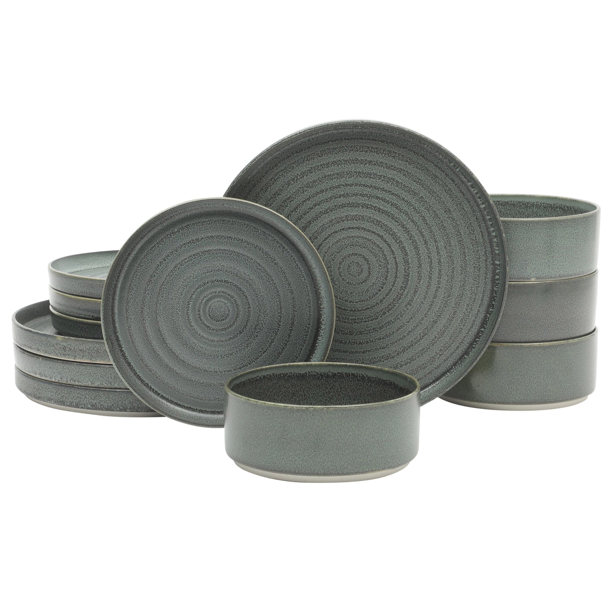 Gibson Elite Echo Bay 12 Piece Round Porcelain Dinneware Set in Blue
