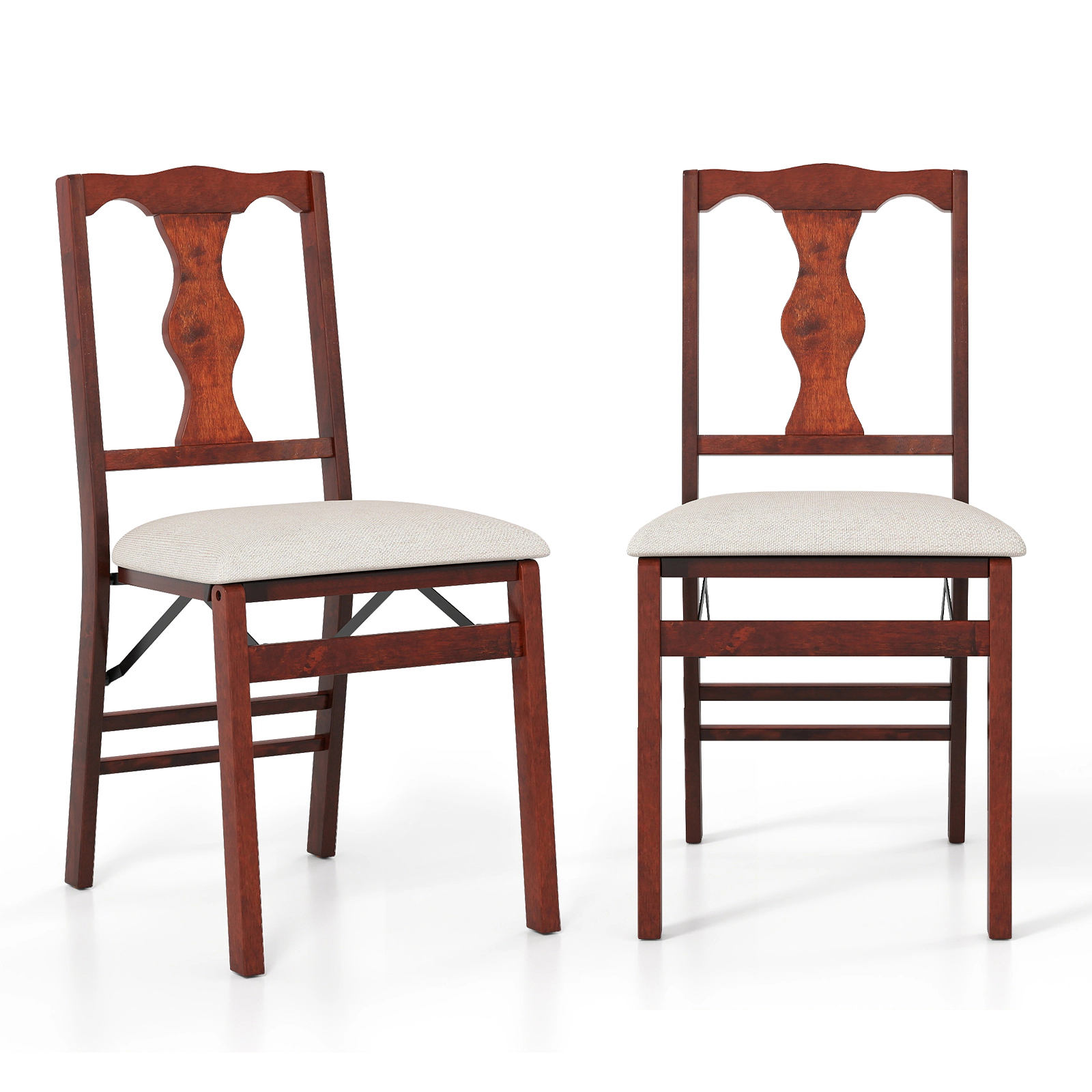 LJG Folding Chairs Set of Upholstered Dining Chairs with Comfy Padded Seats