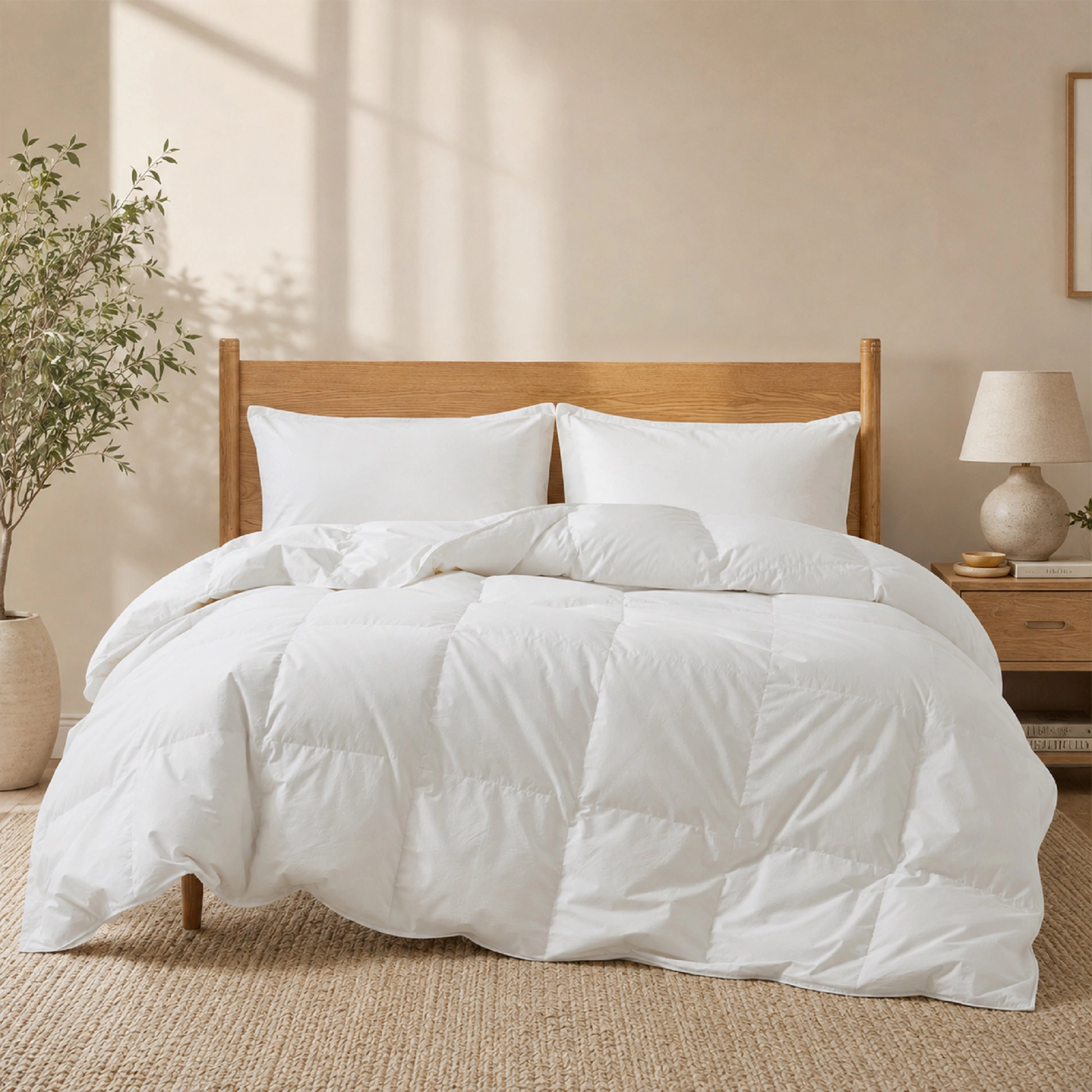 Unikome 800 Fill Power Down Comforter Insert, 100% Organic Cotton Cover Luxury Duvet Bedding