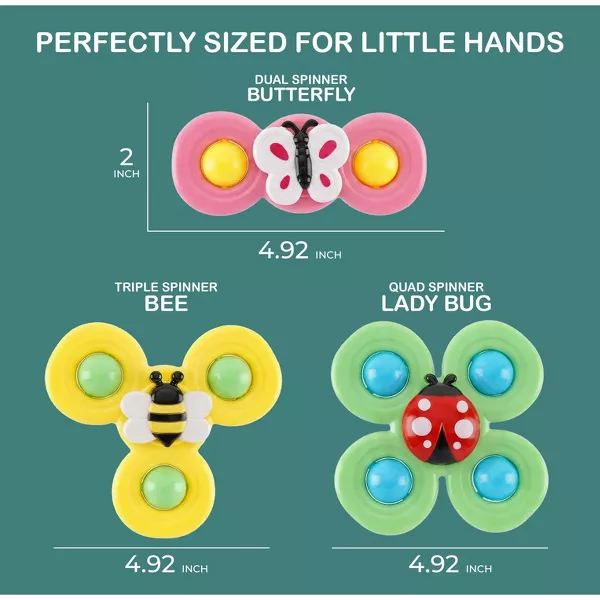 Sperric Suction Cup Spinner Toys - Suction Cup Fidget Spinner Bath Toys, Spinning Top Baby Sensory Toys for Toddlers 1-3