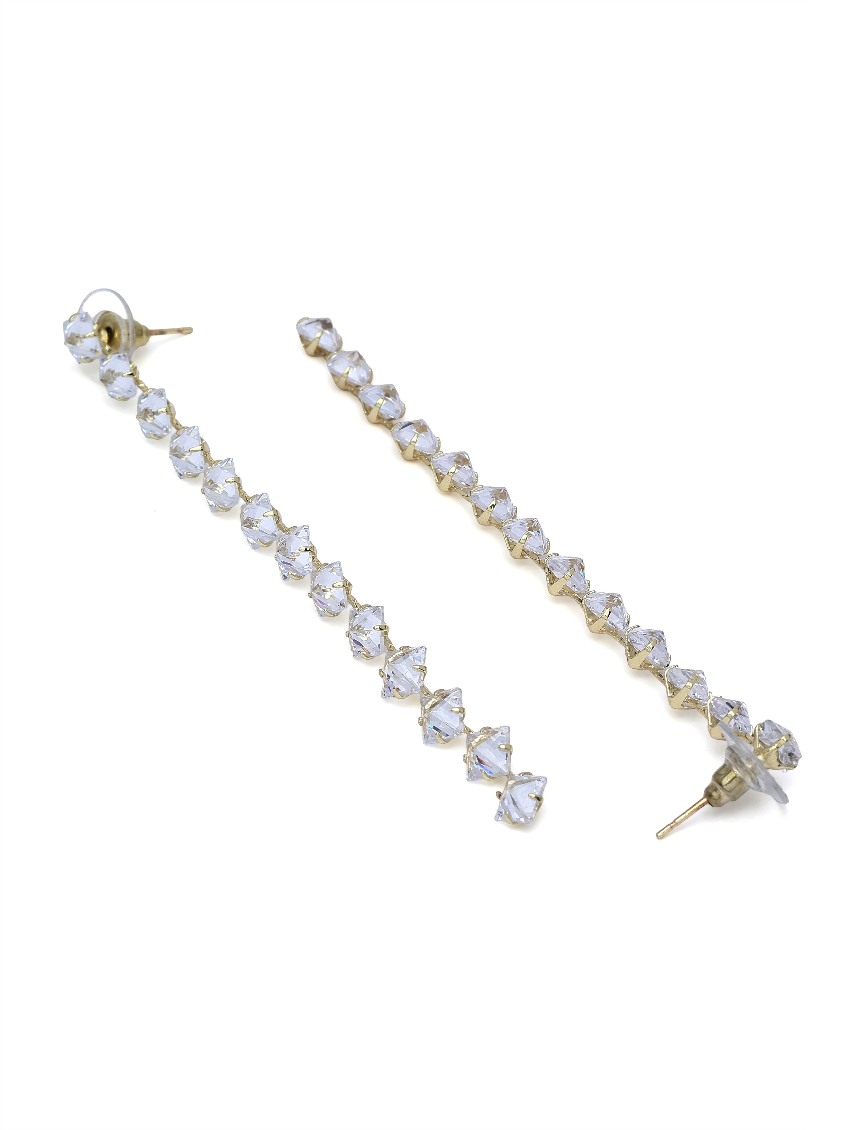 AGP PARIS Womens Crystal Line Drop Earrings