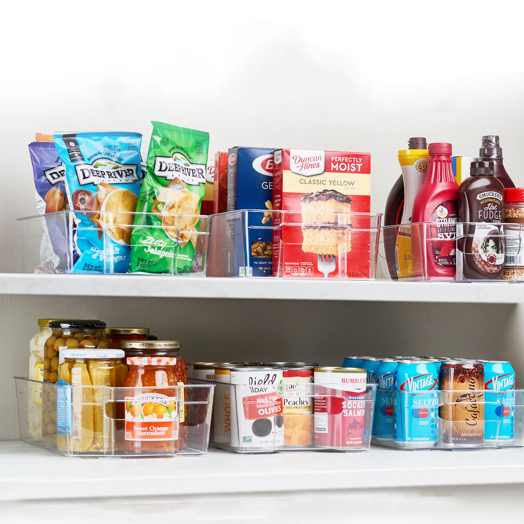 Cheer Collection 4-Pack Clear Stackable Refrigerator and Pantry Organizer Bins with Handles