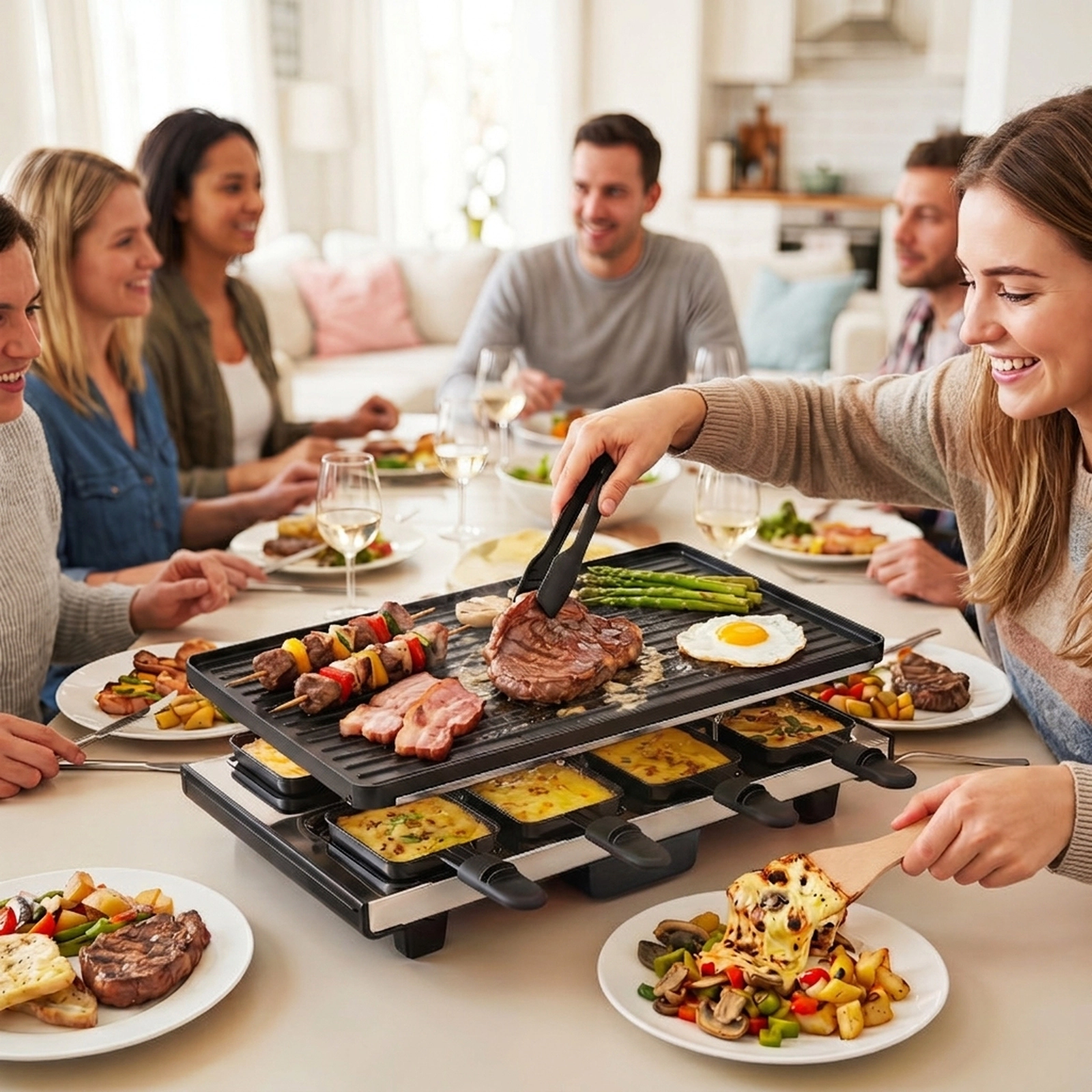 SUGIFT 2-in-1 Table Grill and Griddle with Reversible Nonstick Plate for 8 Black